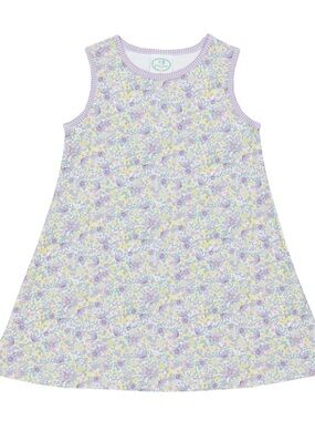 Excellent Condition James & Lottie Ellie Knit Dress Purple Floral Gingham 3T